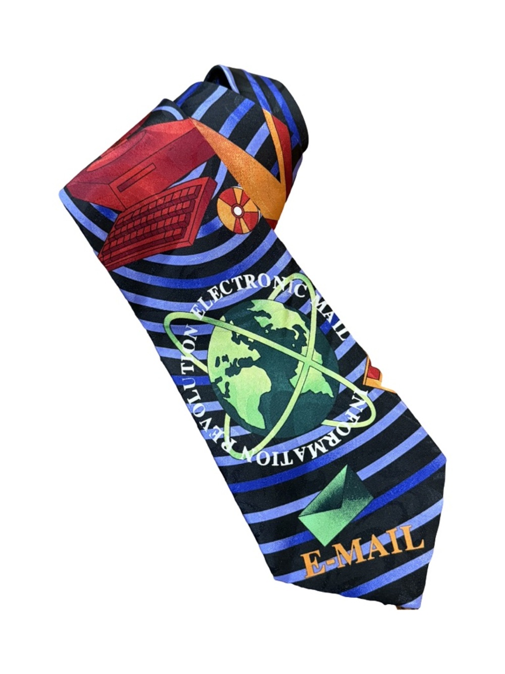 VINTAGE Steven Harris Information Revolution Tech Tie | 90s Geek E-Mail EUC